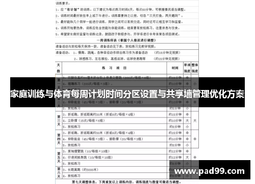 家庭训练与体育每周计划时间分区设置与共享墙管理优化方案